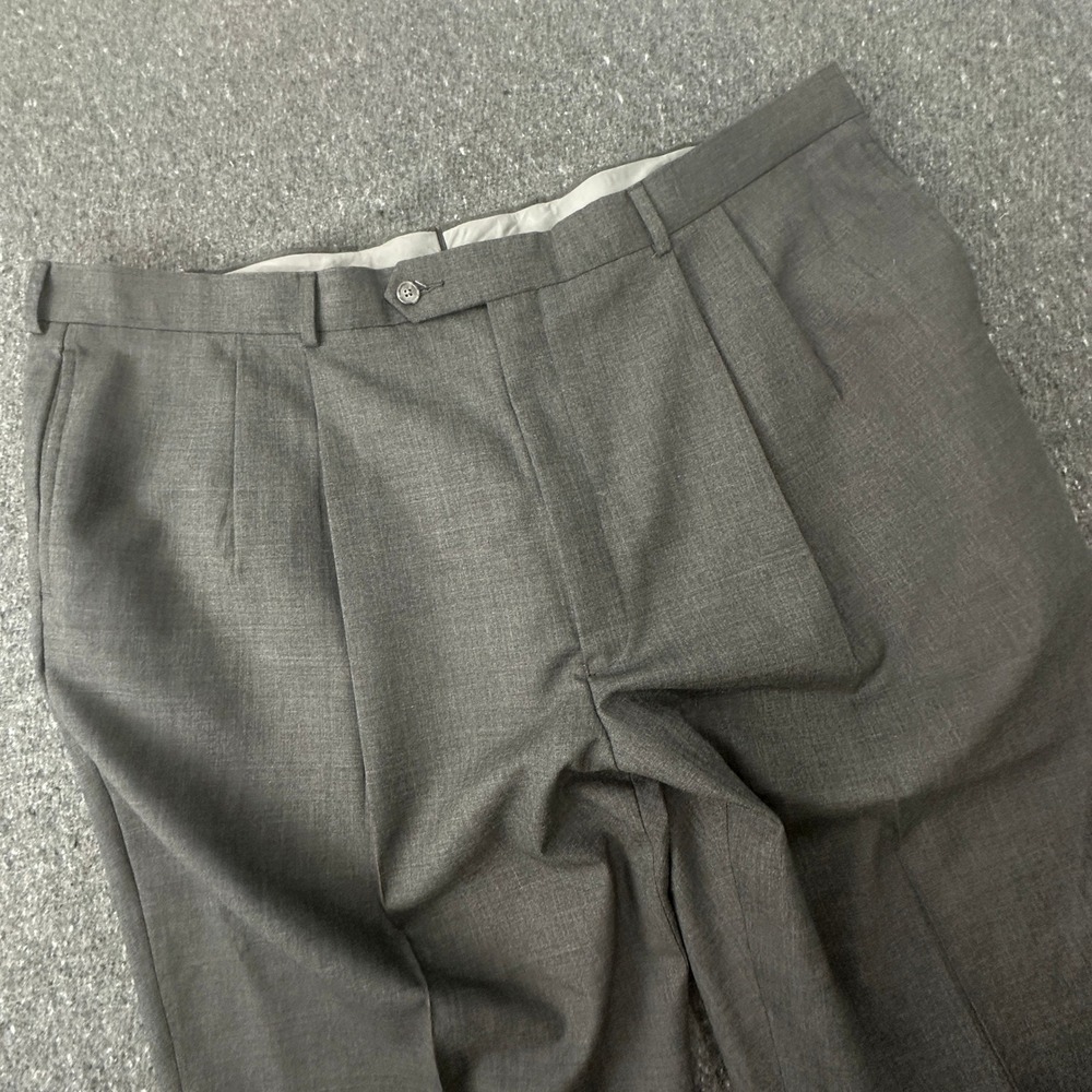 Patrick James by Majer Dress Pants Mens 44R Grey Pleated Wool Trousers Luxury